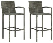 vidaXL Bancos de bar 2 pcs vime PE cinzento