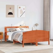 vidaXL Cama sem colchão 135x190 cm madeira pinho maciça castanho-mel