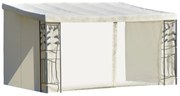 Outsunny Gazebo 4x3m montado na parede com cortinas laterais Malha com