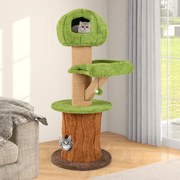 Arranhador para gatos em forma de árvore para interior 148 CM com 2 Cavernas Verde