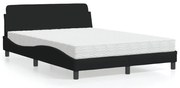 vidaXL Cama com colchão 140x200 cm tecido preto