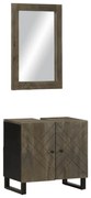 vidaXL Conjunto mobiliário casa banho 2 pcs madeira maciça preto manga