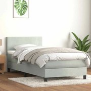 vidaXL Cama com molas/colchão cinzento-claro 80x210 cm veludo