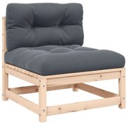 vidaXL Sofá de centro para jardim com almofadões pinho maciço