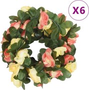 vidaXL Grinaldas de flores 6 pcs 250 cm vermelho pôr-do-sol