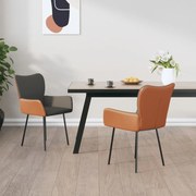 vidaXL Cadeiras de jantar 2 pcs tecido/couro artificial cinzento-claro