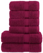 vidaXL 6 pcs Conjunto de toalhas premium SOLUND 600 gsm bordô