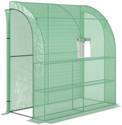 Outsunny Estufa Pequena Estufa de Exterior com Janelas Prateleiras de 3 Níveis Estufa para Cultivo de Plantas Flores 200x100x215 cm Verde
