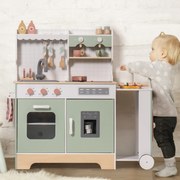 Cozinha de Brincar de Madeira 63-70 x 29,5 x 85,5 cm Expansível Verde