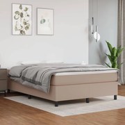 vidaXL Cama com molas/colchão 140x200 cm couro artificial cappuccino