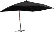 vidaXL Guarda-sol suspenso com mastro de madeira 400x300 cm preto