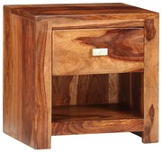vidaXL Mesa de cabeceira com 1 gaveta, madeira de acácia maciça