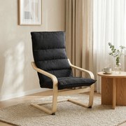 Poltrona de Sala Moderna com Encosto Alto Acolchoado Estrutura de Madeira e Estofada em Veludo 67x83x105 cm Preto
