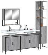 vidaXL 4 pcs Conjunto móveis casa de banho madeira proc. cinza sonoma