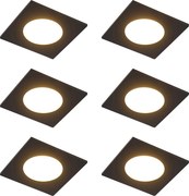 Conjunto de 6 focos embutidos modernos pretos com LED regulável em 3 níveis IP65 - Simply