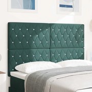vidaXL Cabeceira Almofadada Verde Escuro com Botão de Cristal 140cm em Veludo