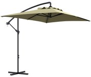 Outsunny Chapéu de Sol Excêntrico 294x193 cm Chapéu de Sol de Jardim com Base Cruzada e Manivela Impermeavel Proteção UV Bege
