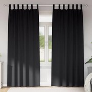 vidaXL Cortinas com cortinas 2 pcs Preto 245 x 140 cm Poliéster