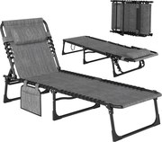 Outsunny Espreguiçadeira dobrável banho de sol encosto reclinável 5 níveis almofada de cabeça removível 189 x 58 x 30 cm cinza | Aosom Portugal