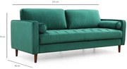Sofá de 3 Lugares Rome – Verde – 215 cm x 90 cm x 70 cm