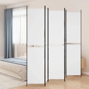 vidaXL Divisória/biombo com 5 painéis 250x220 cm tecido branco