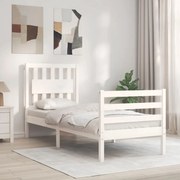 Estrutura cama de solteiro c/ cabeceira madeira maciça branco