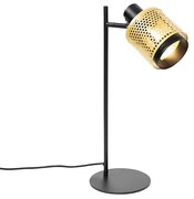 Candeeiro de mesa industrial preto com dourado - Kayden