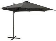 Guarda-sol jardim cantilever c/ poste/luzes LED 300cm antracite