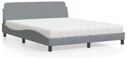 vidaXL Cama com colchão 160x200 cm tecido cinzento-claro
