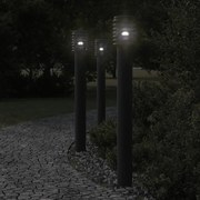 vidaXL Candeeiro chão exterior c/ tomada 3 pcs 110 cm aço inox. preto