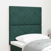 vidaXL Cabeceira LED com Design de Blocos de Diamante Verde Escuro 80 cm em Veludo