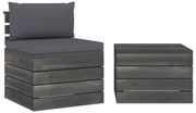 2 pcs conjunto lounge de paletes com almofadões pinho maciço