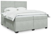 vidaXL Cama com molas/colchão 200x200 cm veludo cinzento-claro