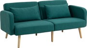 HOMCOM Sofá-Cama Conversível 3 Lugares Design Clic-Clac Encosto Reclinável e Apoios de Braço Ajustáveis Tecido Efeito Linho Verde | Aosom Portugal