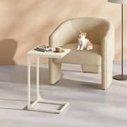 Mesa auxiliar em forma de C com estrutura metálica resistente 30 x 40 x 62 cm Creme