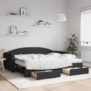 vidaXL Sofá-cama com gavetão e gavetas 90x200 cm tecido preto