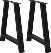 vidaXL Pés para mesa de jantar em formato A, 2 peças, preto, 80x (72-73) cm, aço