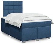 vidaXL Cama com molas/colchão 120x200 cm tecido azul