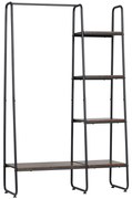 HOMCOM Suporte para Cabides com 4 Prateleiras de Armazenamento e Barra de Pendurar Estilo Industrial 101x39x160cm Marrom e Preto