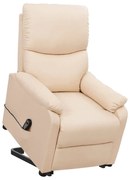 vidaXL Poltrona elevatória tecido cor creme