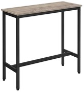 Mesa de bar VASAGLE, mesa de bar retangular estreita, mesa de cozinha, mesa alta de jantar de pub, estrutura de aço, 100 x 40 x 90 cm, fácil montagem, industrial, cinza e preto LBT010B02