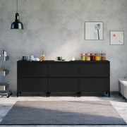 Aparadores 3 pcs 60x35x70 cm derivados de madeira preto