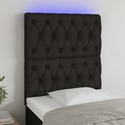 Cabeceira de cama c/ luzes LED tecido 80x7x118/128 cm preto