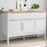 vidaXL Aparador FLORO 114x43x74 cm pinho maciço branco