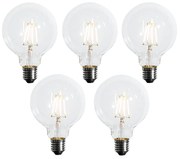 Conjunto de 5 lâmpadas LED E27 reguláveis G95 5W 450 lm 2700K