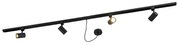Sistema de trilhos monofásico preto com 4 focos e fonte de alimentação redonda I - Jeana