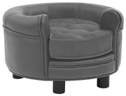 vidaXL Sofá para cães 48x48x32 cm pelúcia e couro artificial cinzento