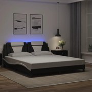 vidaXL Estrutura de cama Viana com LED sem colchão 180x200cm preto/branco