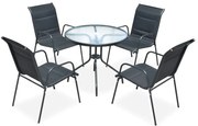 vidaXL Conjunto de jantar para jardim 5 pcs 80x71 cm aço preto
