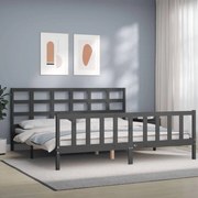 Estrutura de cama com cabeceira 180x200 cm madeira maciça cinza